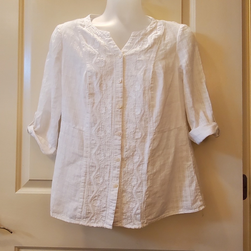 Jm Collections, Petite Roll-Up Button Tab Sleeve - image 1